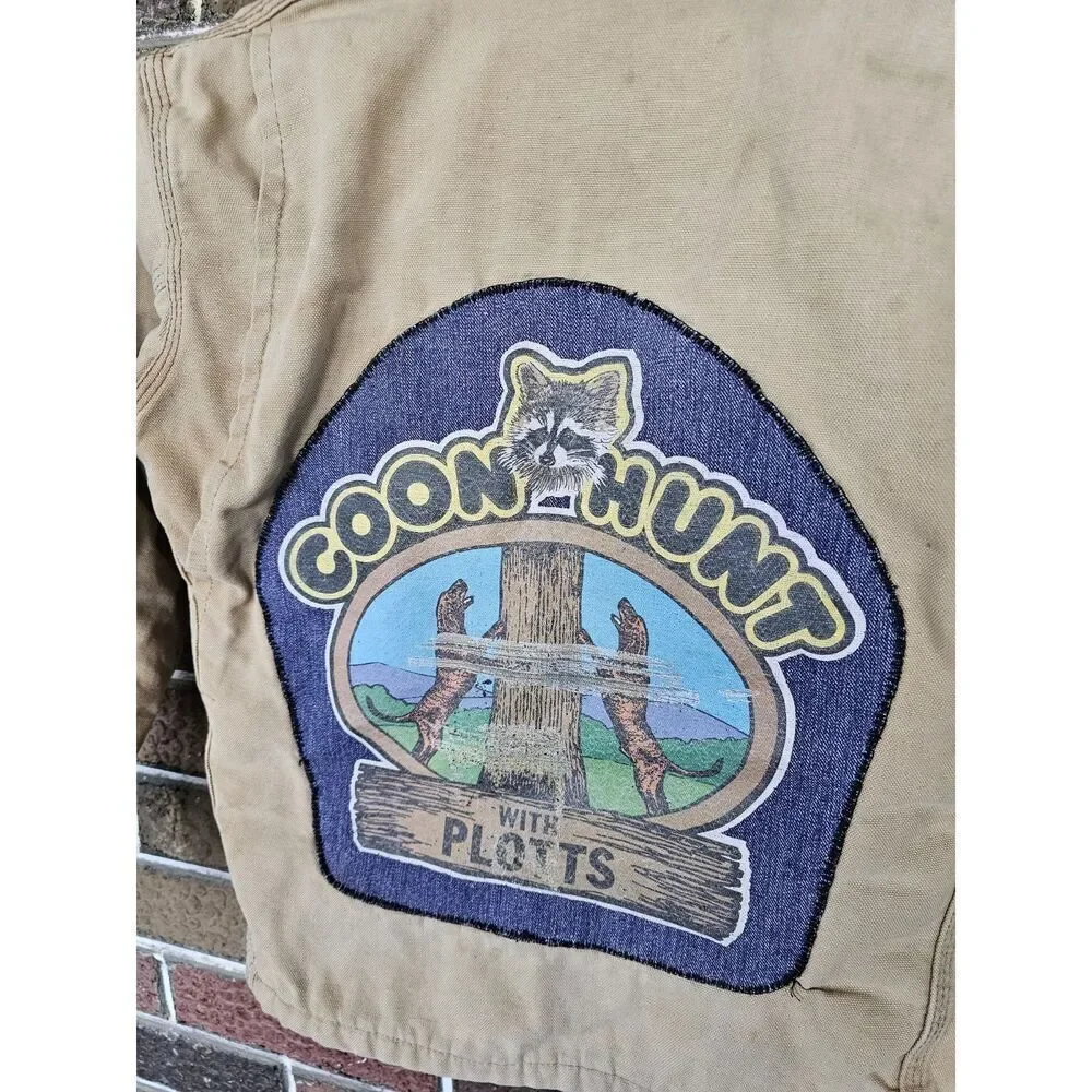 Vtg Carhartt Barn Chore Coat Jacket‎ Sz Youth 10 Brown Coon Hunt With plotts USA